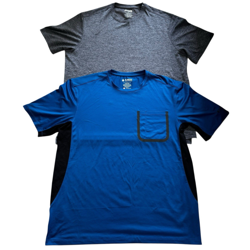 Duluth Trading Company Lot of 2 Mens Tops Sz L Blue Alaskan Hardgear/Gray Tech